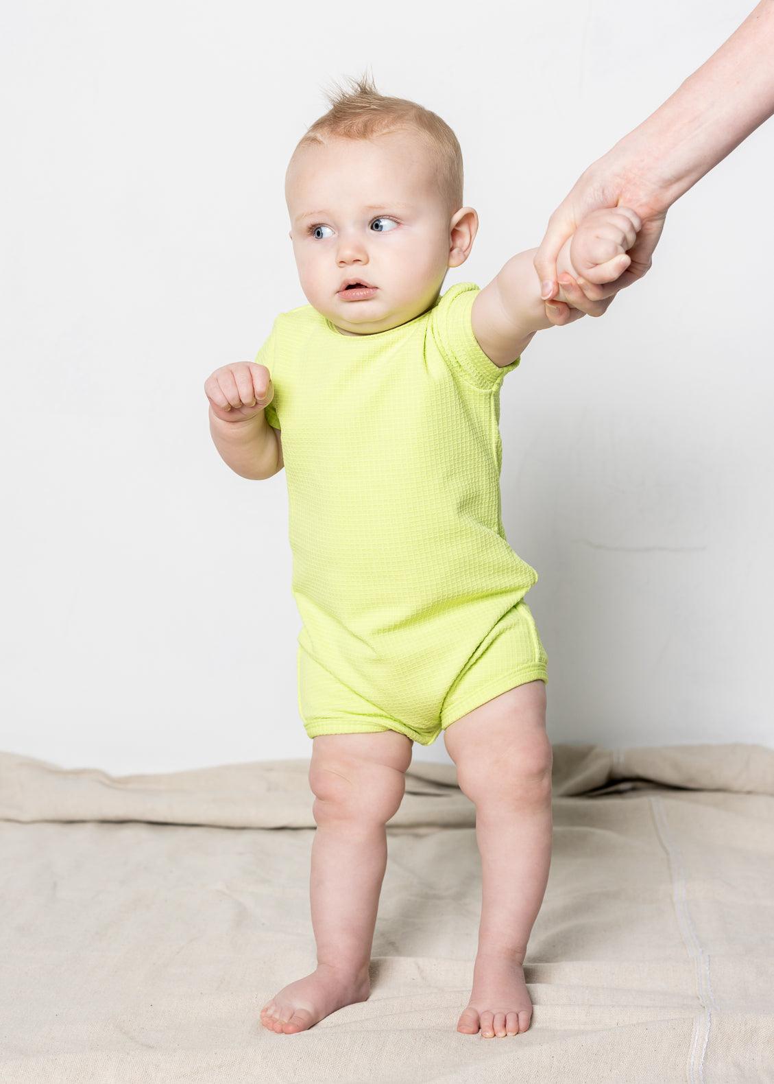 Baby Girl/Boy Swimsuit Rashguard One-Piece - Waffled Glow Green