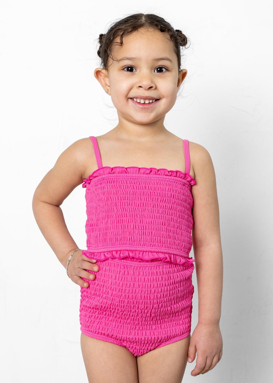 Mini Smocked Bottoms | Ribbed Azalea Pink - Kortni Jeane