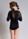 Girls Swimsuit Rashguard Crop Top - Black