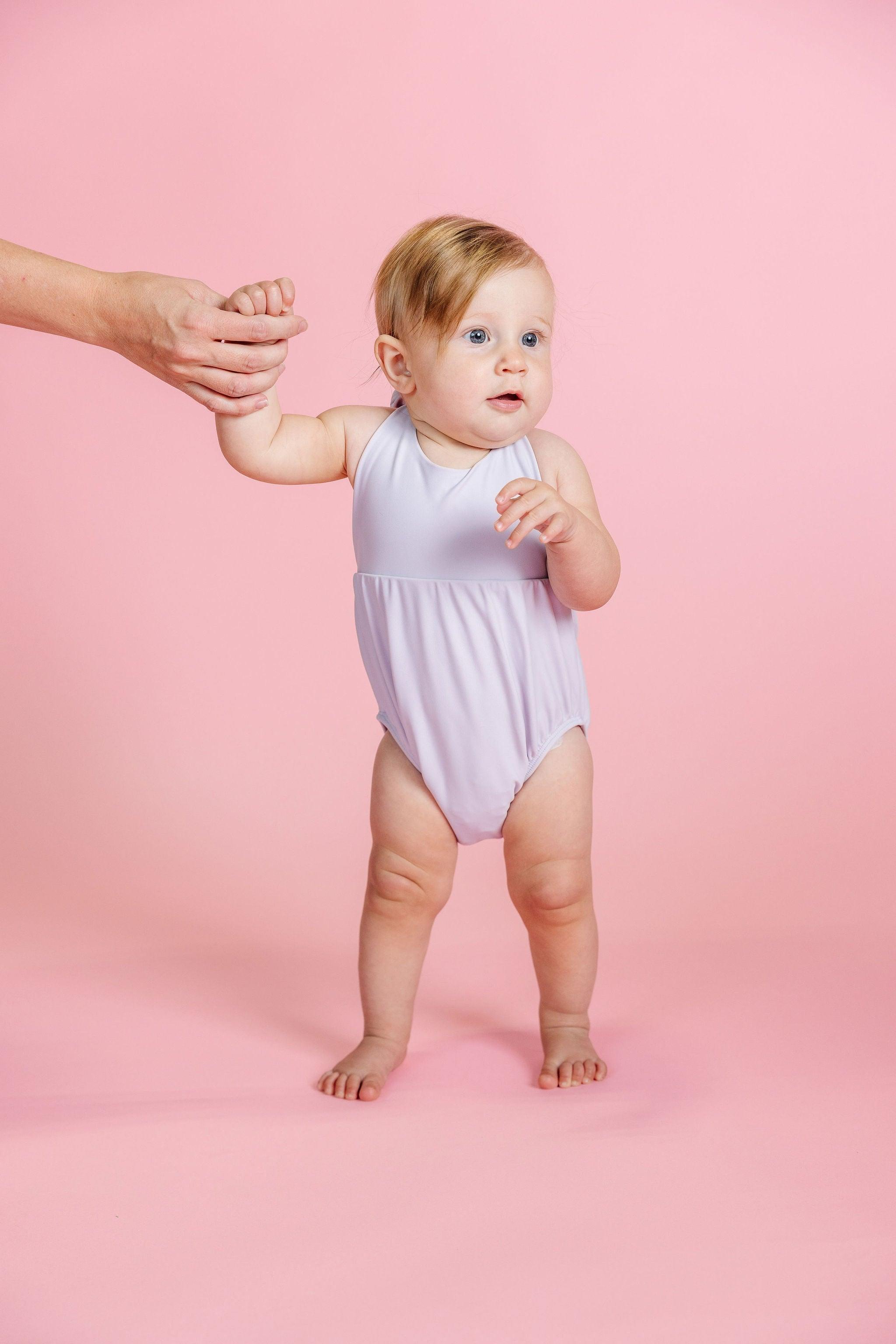 Baby Girl One-Piece Swimsuit - Cotton Purple
