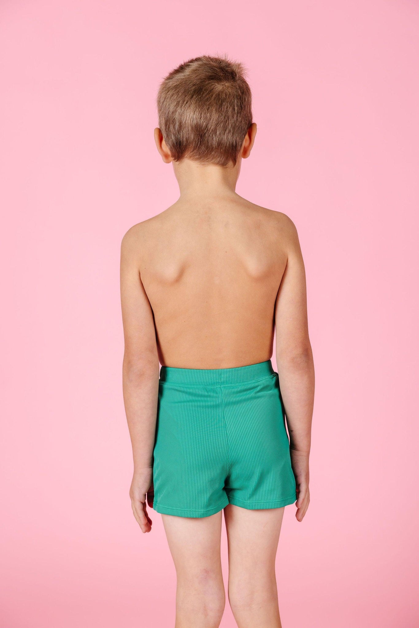 Boys Swimsuit - Shorts  - Ribbed Grass Green