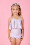 Girls High-Waisted Swimsuit Bottoms - Cotton Purple