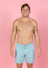 Mens Swimsuit - Shorts - Blue Ditsy Floral