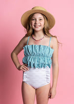 Teen Girl High-Waisted Swimsuit Bottoms - Taupe Dashes
