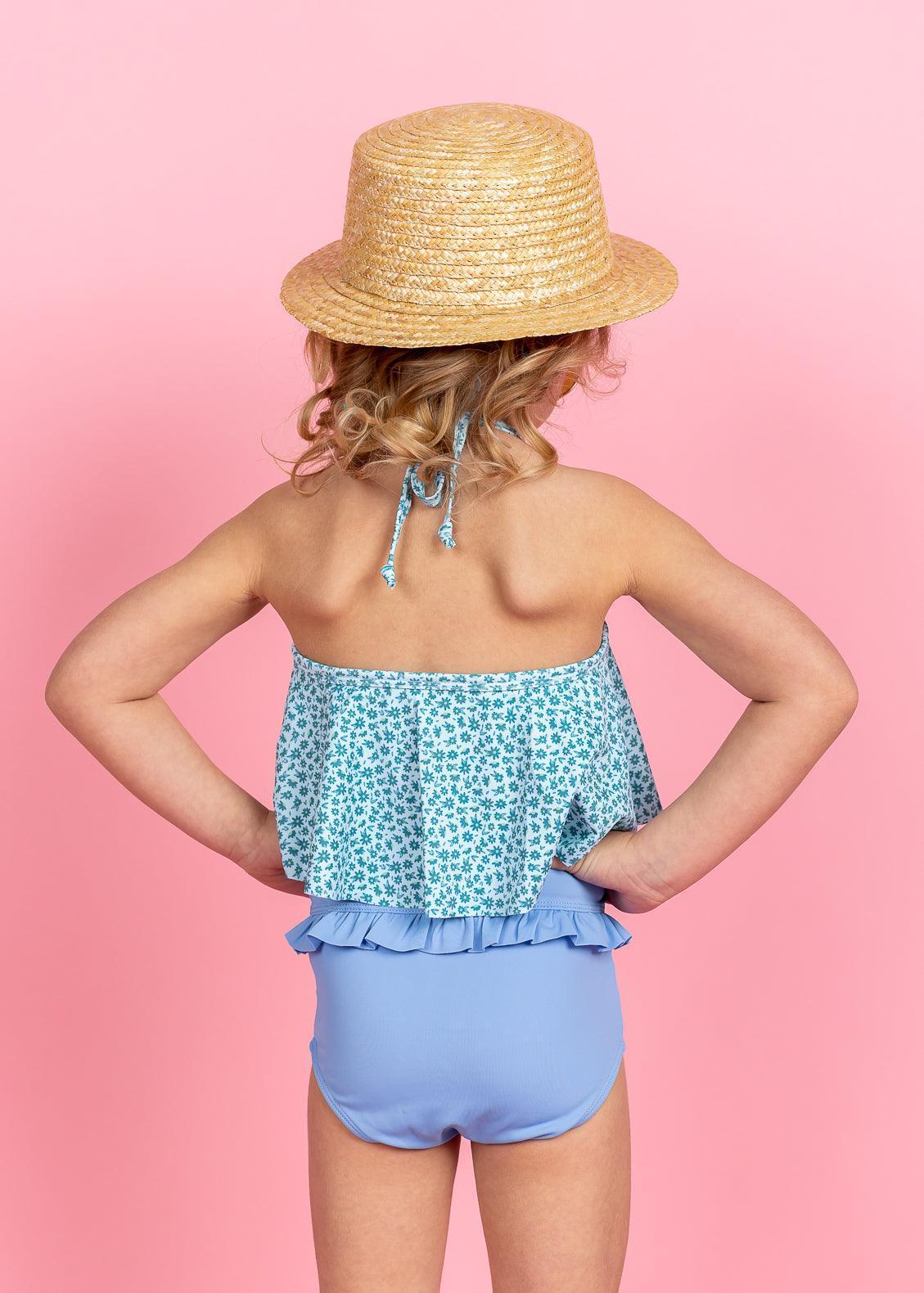 Girls High-Waisted Swimsuit Bottoms - Blue Skies