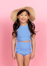 Girls Crop Top Swimsuit - Blue Skies