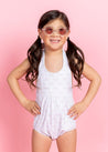 Girls One-Piece Swimsuit - Taupe Dashes