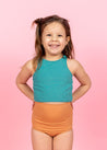 Girls High-Waisted Swimsuit Bottoms - Clay