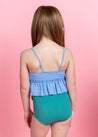 Girls Crop Top Swimsuit - Blue Skies