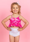 Girls High-Waisted Swimsuit Bottoms - Taupe Dashes