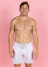 Mens Swimsuit - Shorts - Taupe Dashes