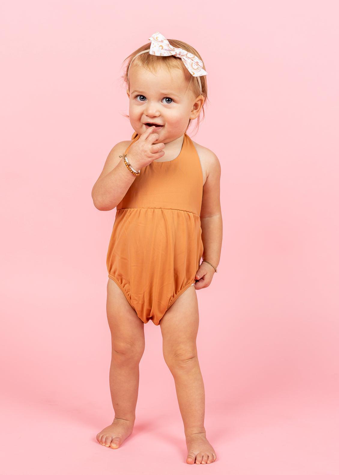 Baby Girl One-Piece Swimsuit - Clay