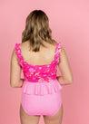 Crop Top Swimsuit - Pink Blooms