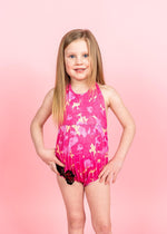 Girls One-Piece Swimsuit - Pink Blooms