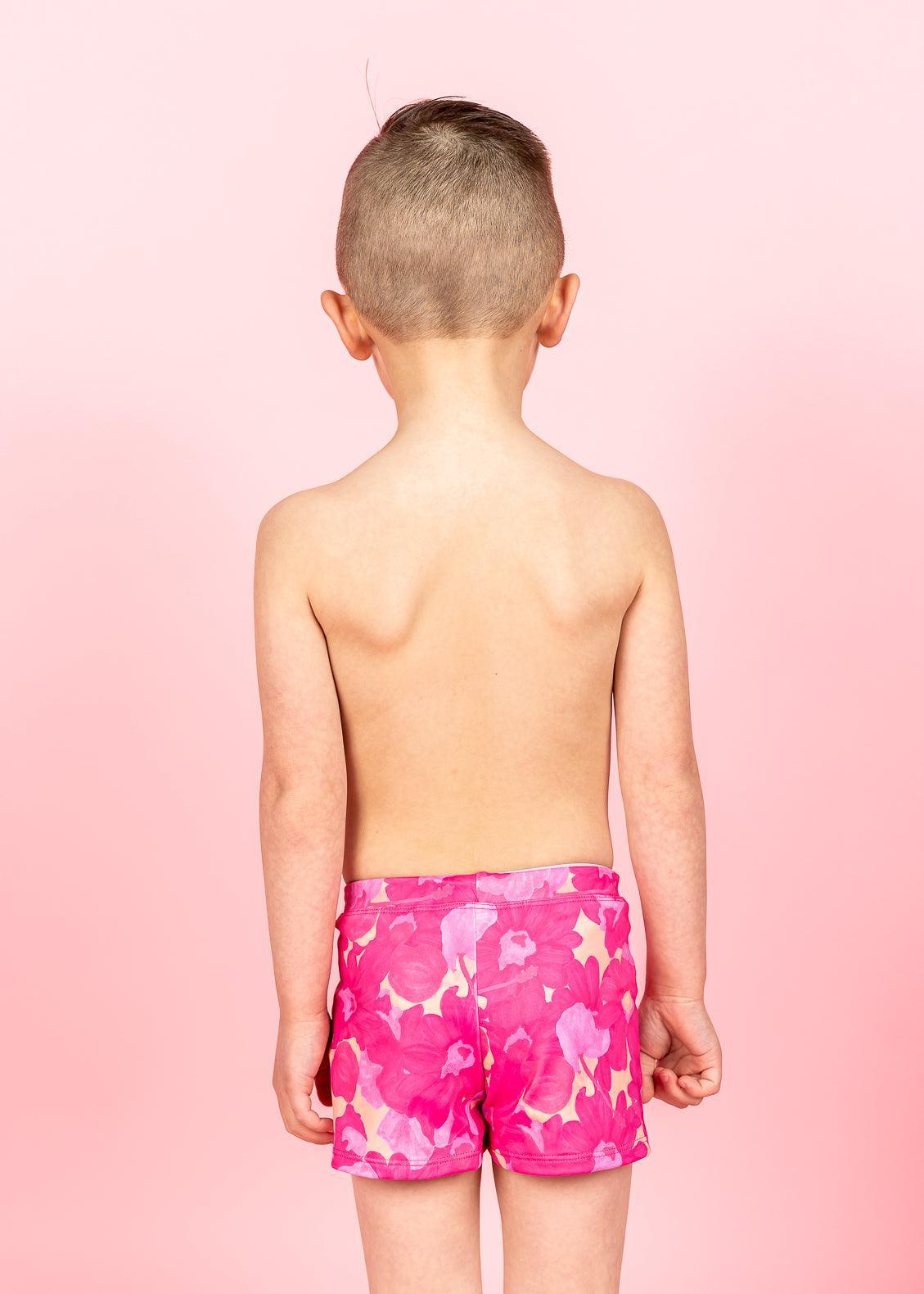 Boys Swimsuit - Shorts  - Pink Blooms