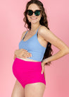 High-Waisted Swimsuit Bottom - Maternity - Bold Fuchsia