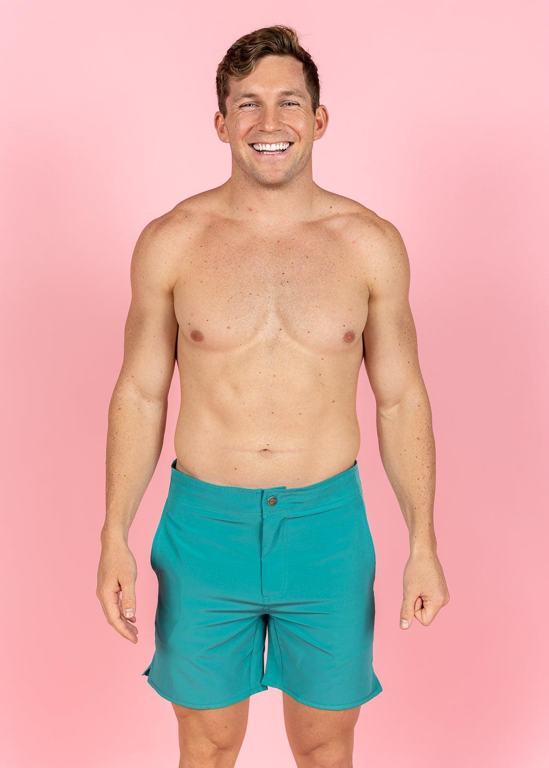 Mens Swimsuit - Shorts - Teal Waves