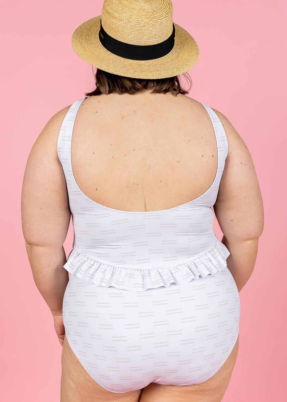 One-Piece Swimsuit - Taupe Dashes