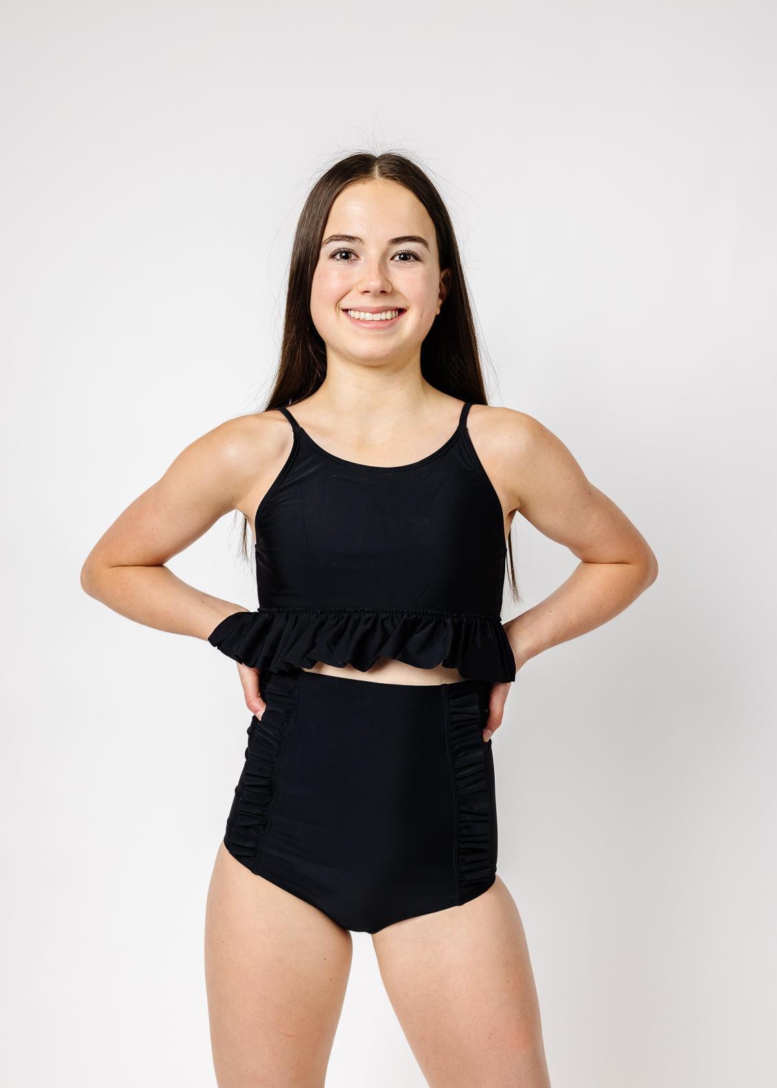 Teen Girl High-Waisted Swimsuit Bottoms - Black