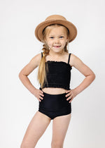 Girls High-Waisted Swimsuit Bottoms - Black