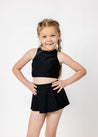 Girls High-Waisted Swimsuit Bottoms - Black