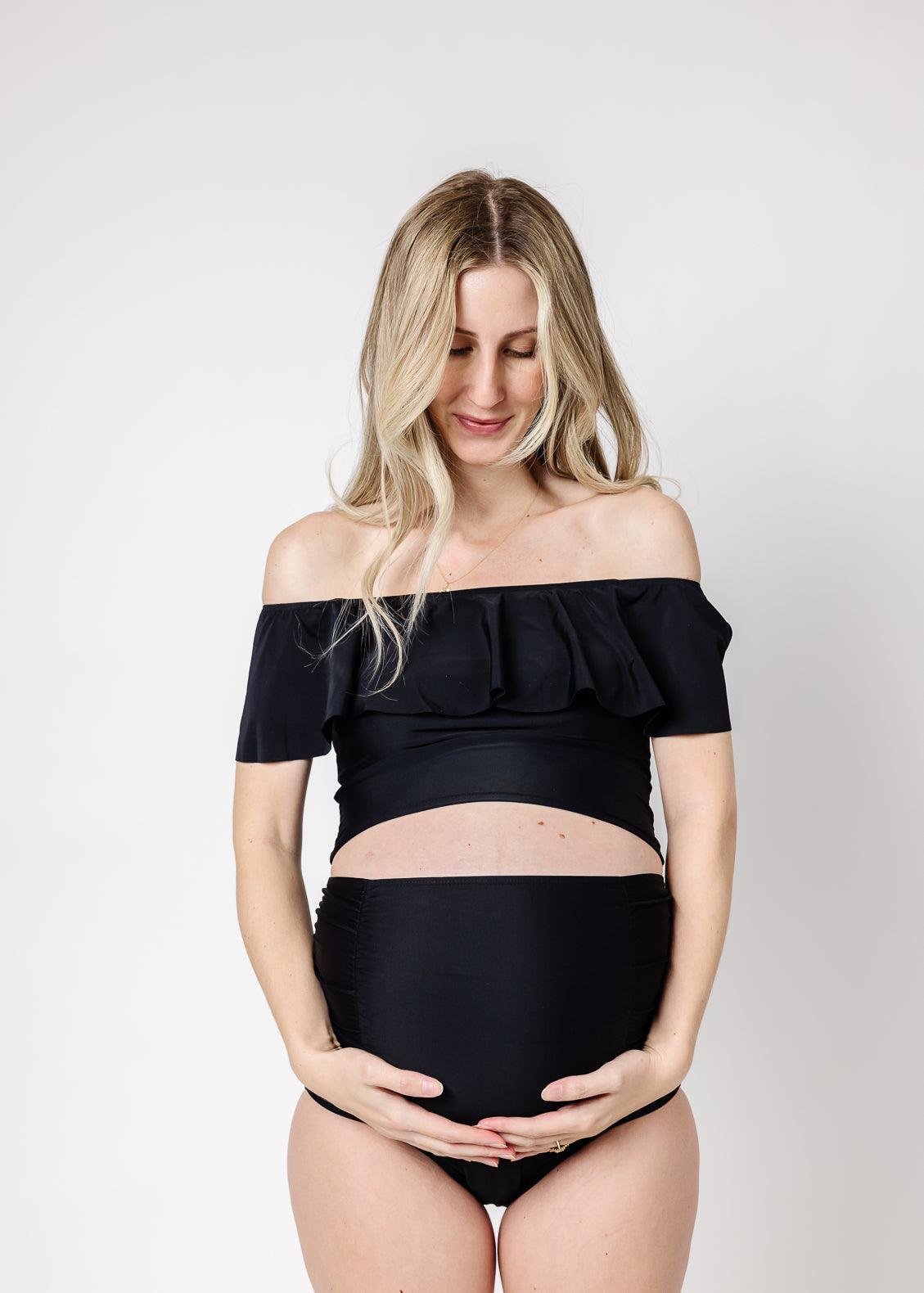 High-Waisted Swimsuit Bottom - Maternity - Black