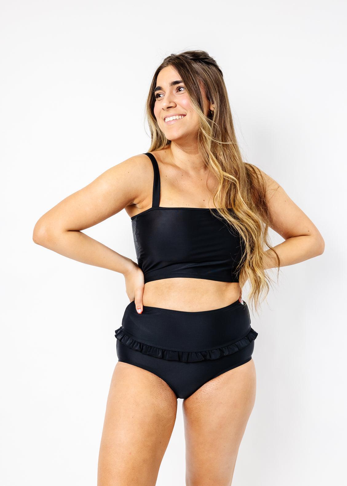 Crop Top Swimsuit - Black