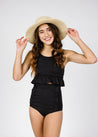 Teen Girl Crop Top Swimsuit - Black