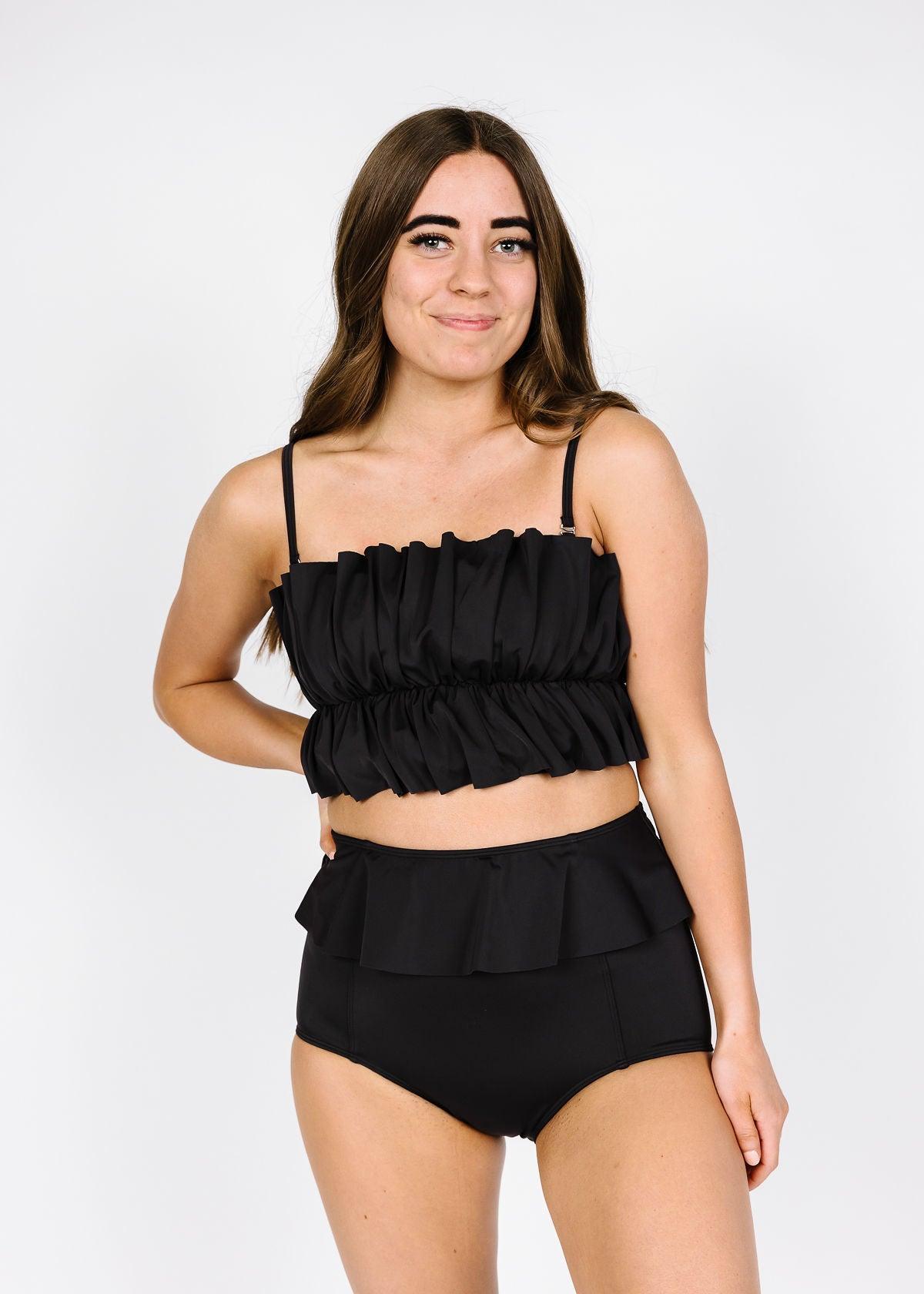 High-Waisted Swimsuit Bottom - Black