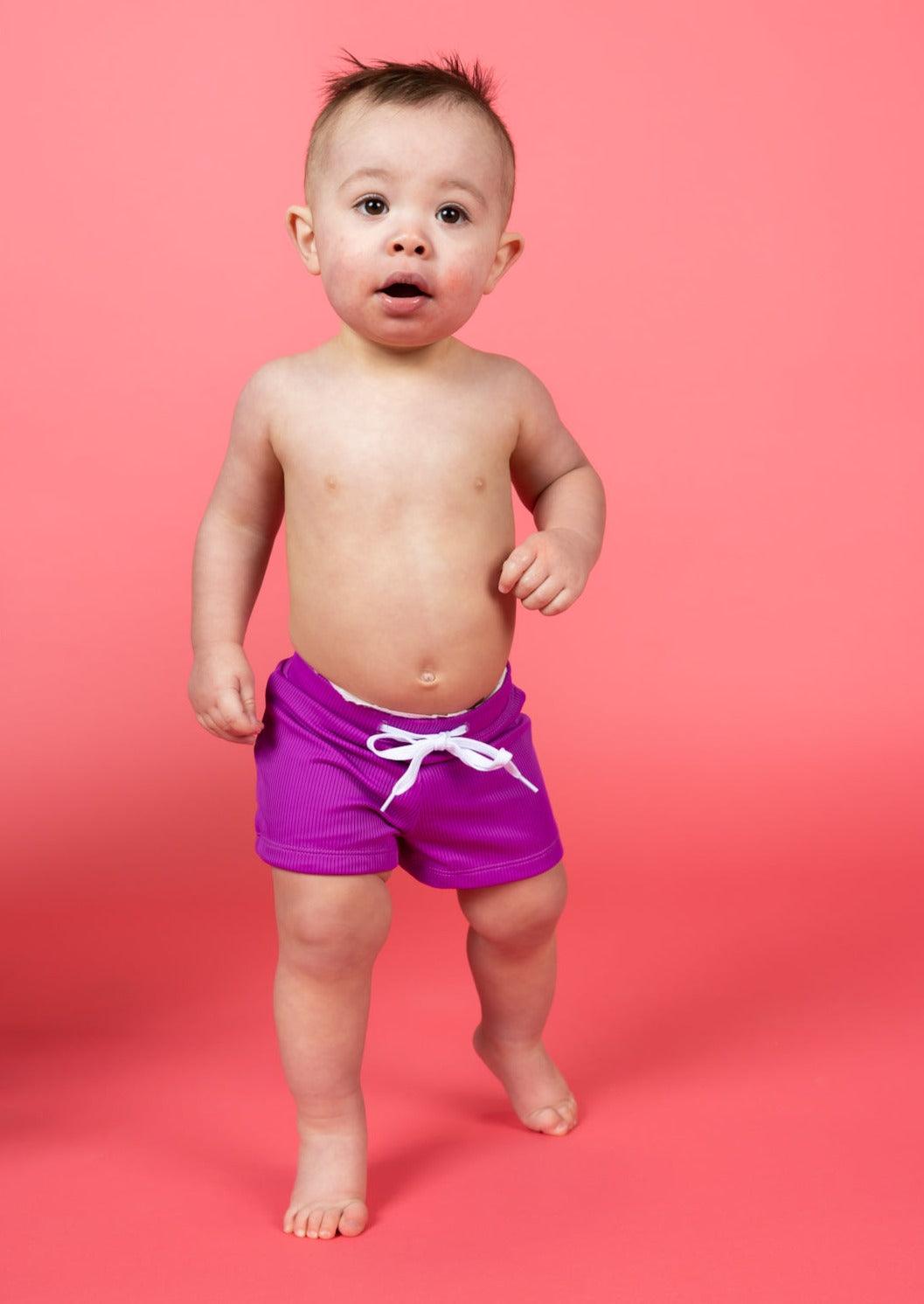 Baby Euro Shorts | Ribbed Purple - Kortni Jeane