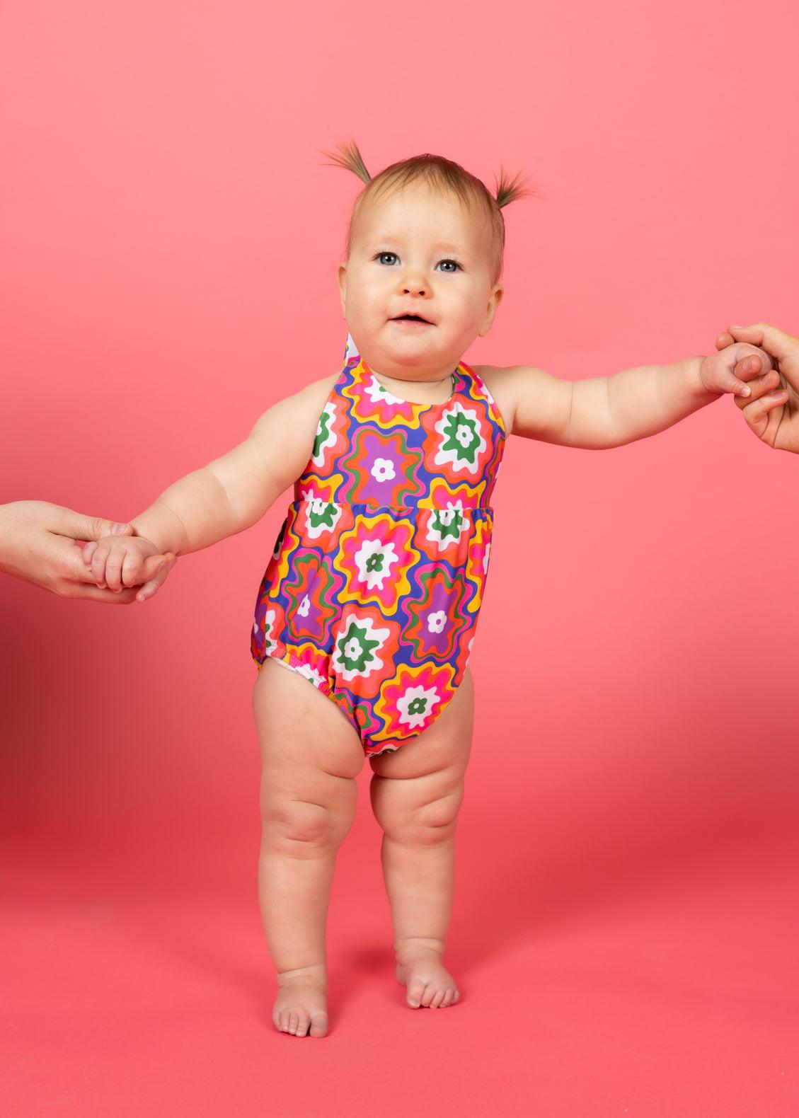 Baby Girl One-Piece Swimsuit - Psychedelic Flower