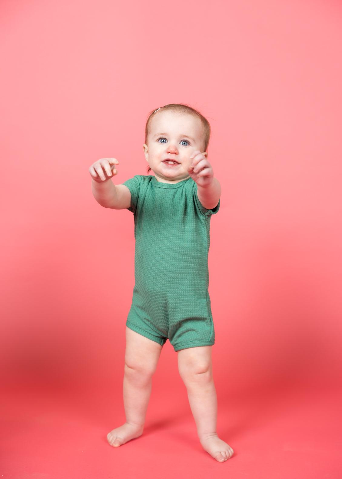 Baby Shorties Rashguard (Unisex) | Waffled Green - Kortni Jeane