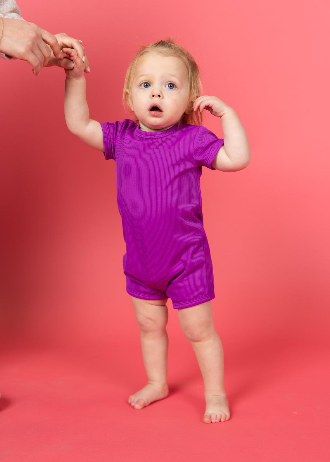Baby Shorties Rashguard (Unisex) | Ribbed Purple - Kortni Jeane