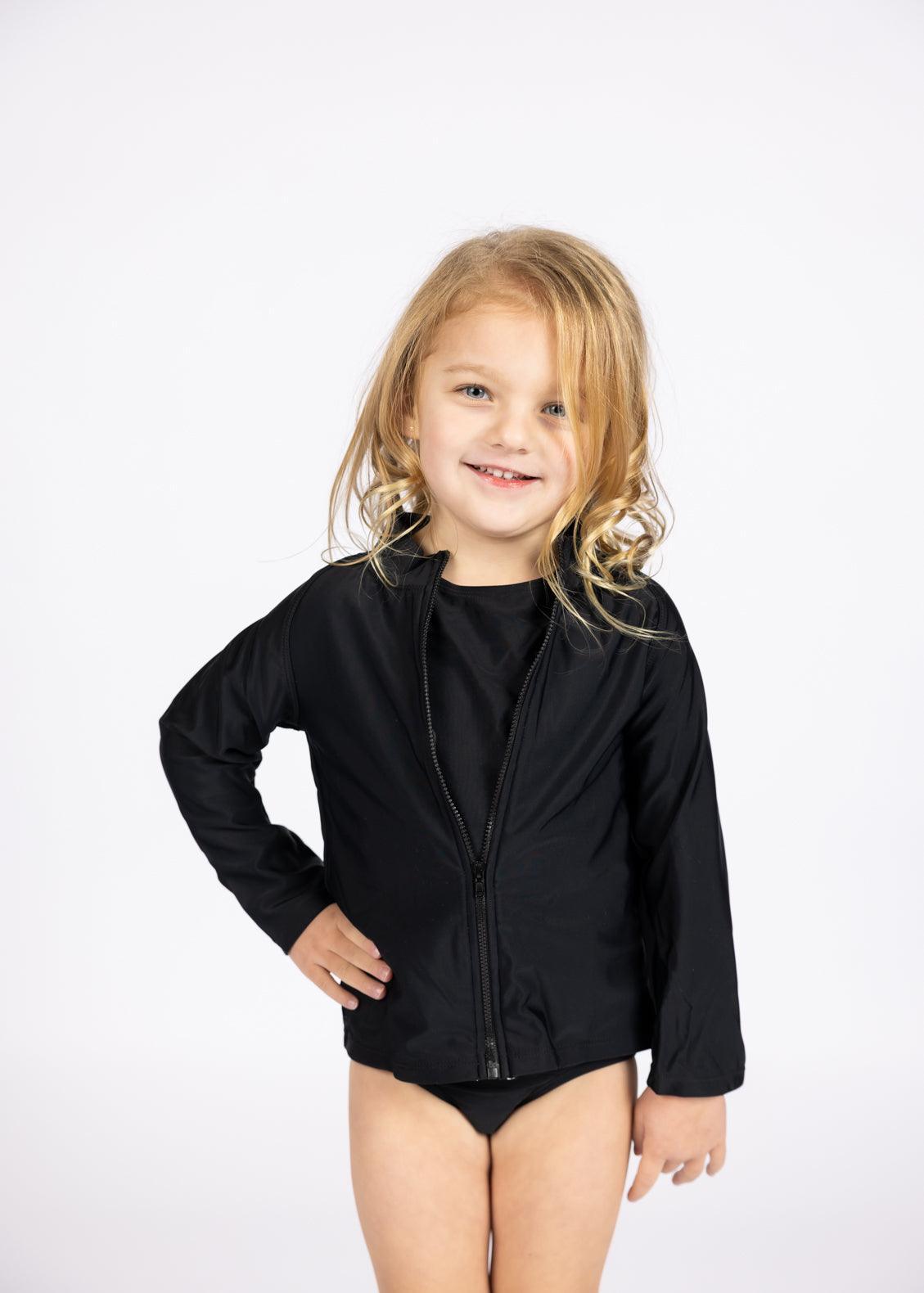 Girl/Boy Swimsuit Rashguard Top - Black