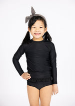 Girl/Boy Swimsuit Rashguard Top - Black