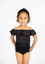 Girls Crop Top Swimsuit - Black