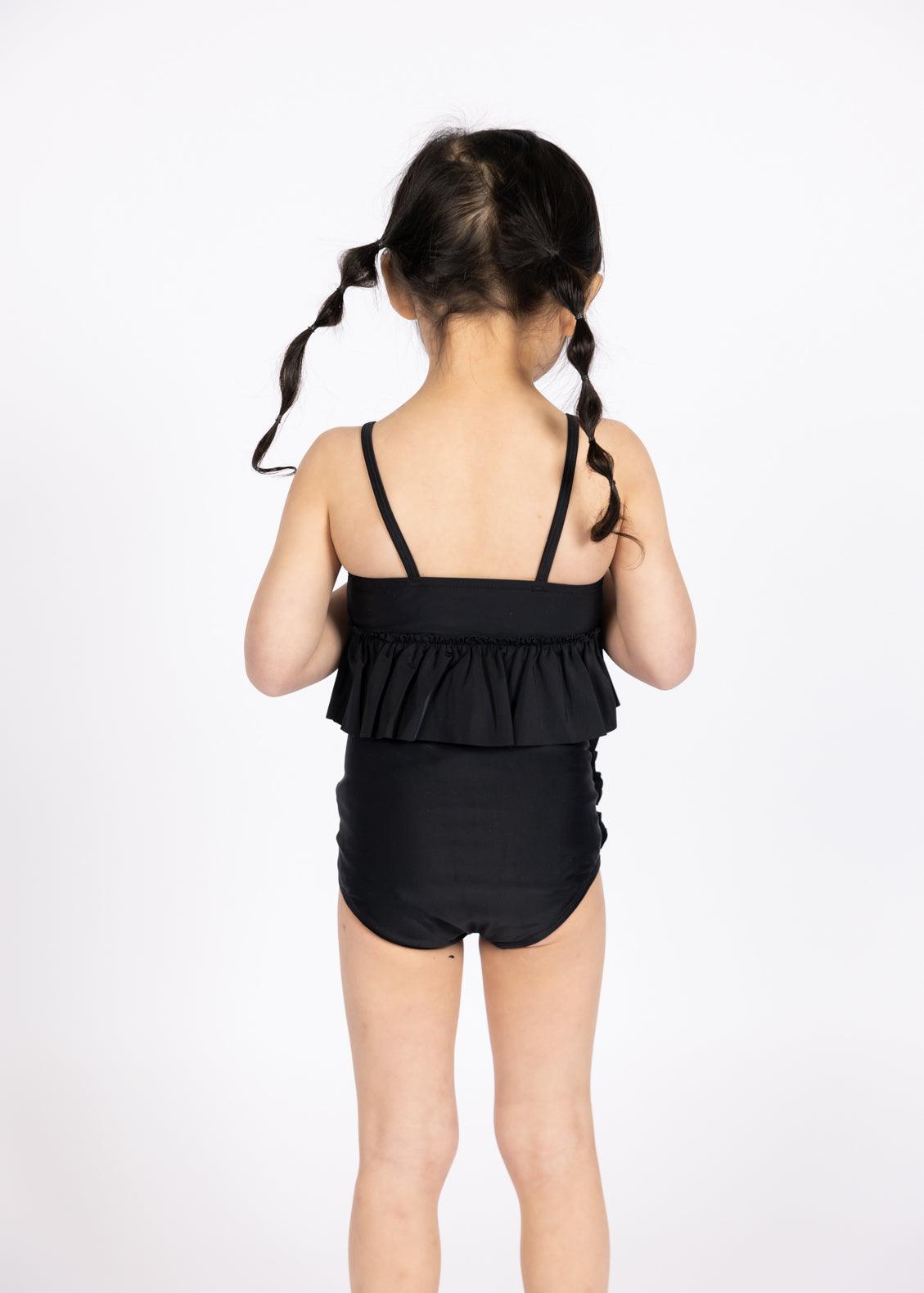 Girls High-Waisted Swimsuit Bottoms - Black