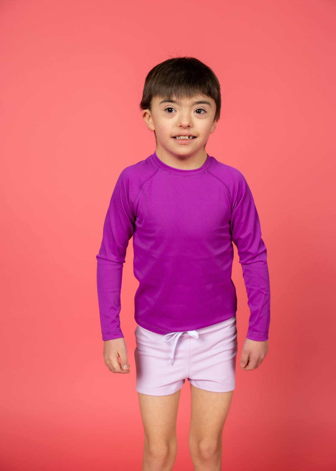 Mini Rashguard Top (Unisex) | Ribbed Purple - Kortni Jeane