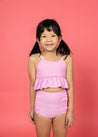 Girls Crop Top Swimsuit - Ultimate Pink