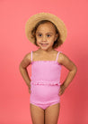 Girls Crop Top Swimsuit - Ultimate Pink