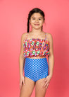 Teen Girl Crop Top Swimsuit - Psychedelic Flower