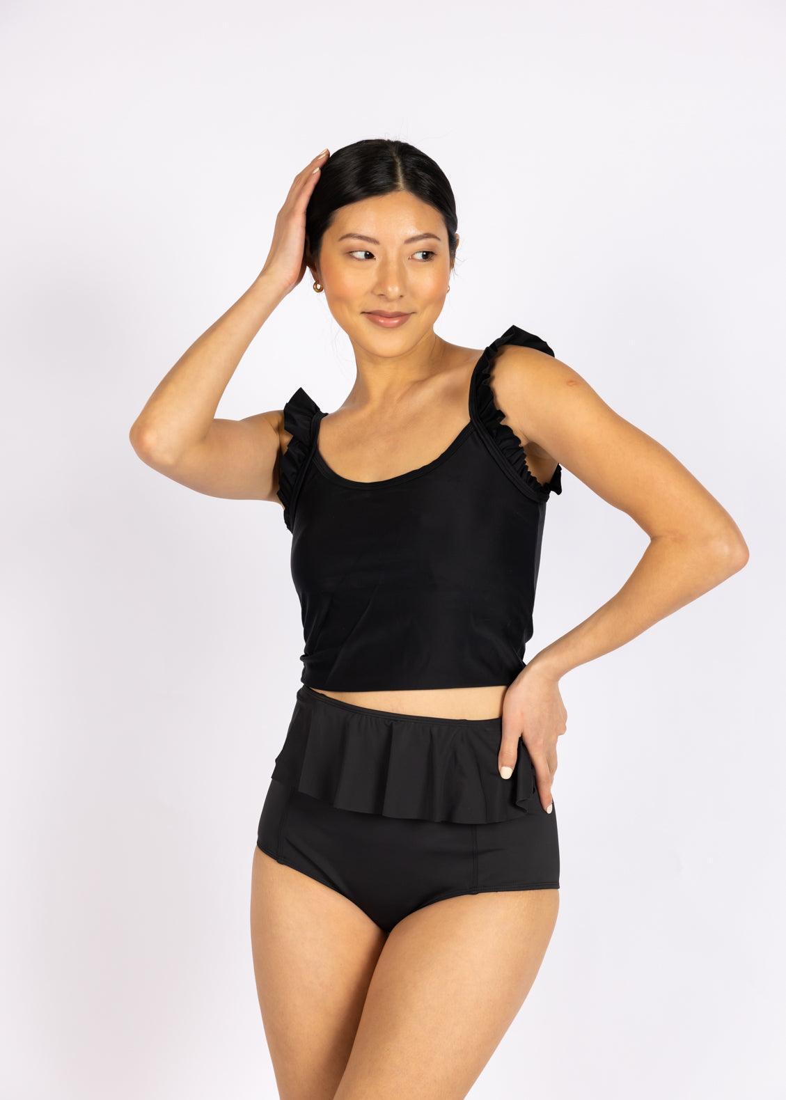 Crop Top Swimsuit - Black