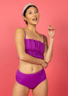 Oversized Ruffle Top | Ribbed Purple - Kortni Jeane