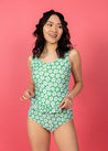One-Piece Swimsuit - Green Daisy