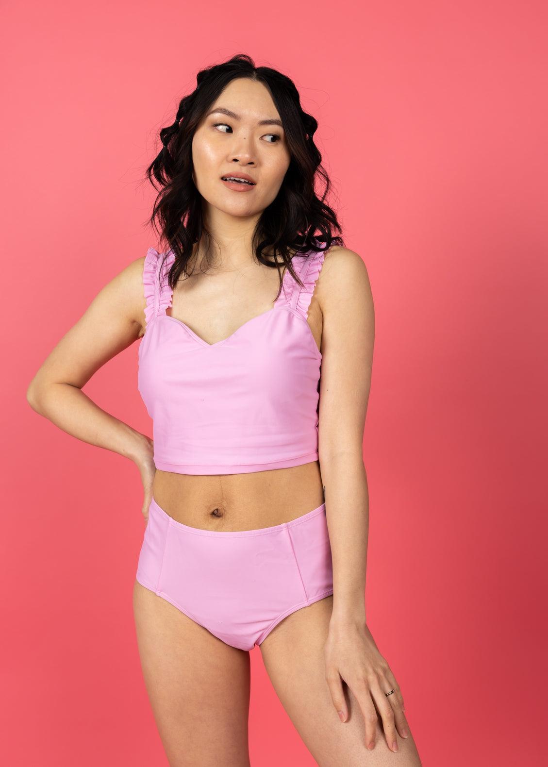 Crop Top Swimsuit - Ultimate Pink