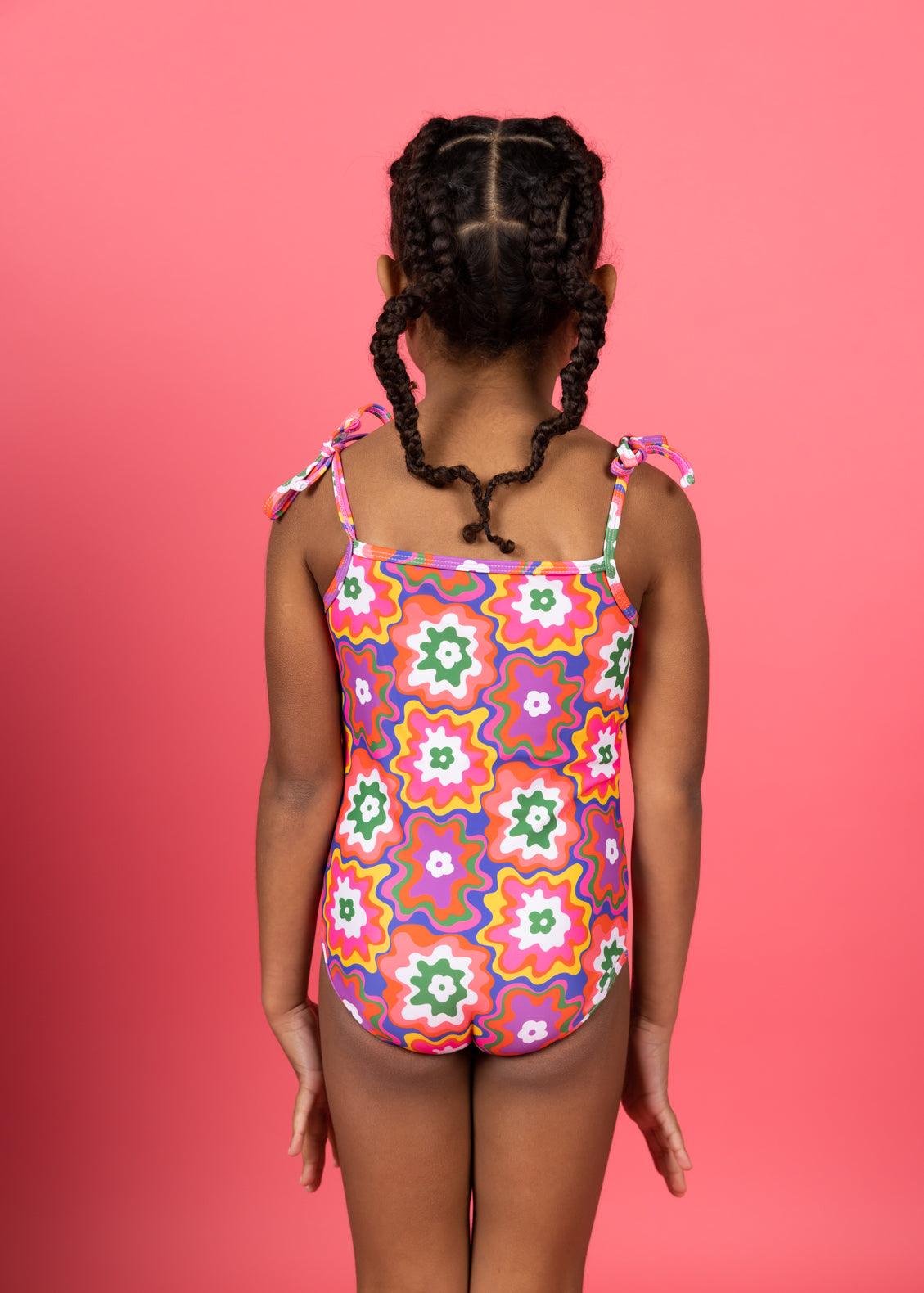 Girls One-Piece Swimsuit - Psychedelic Flower