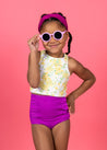 Mini Down in Front Ruffle Bottoms | Ribbed Purple - Kortni Jeane