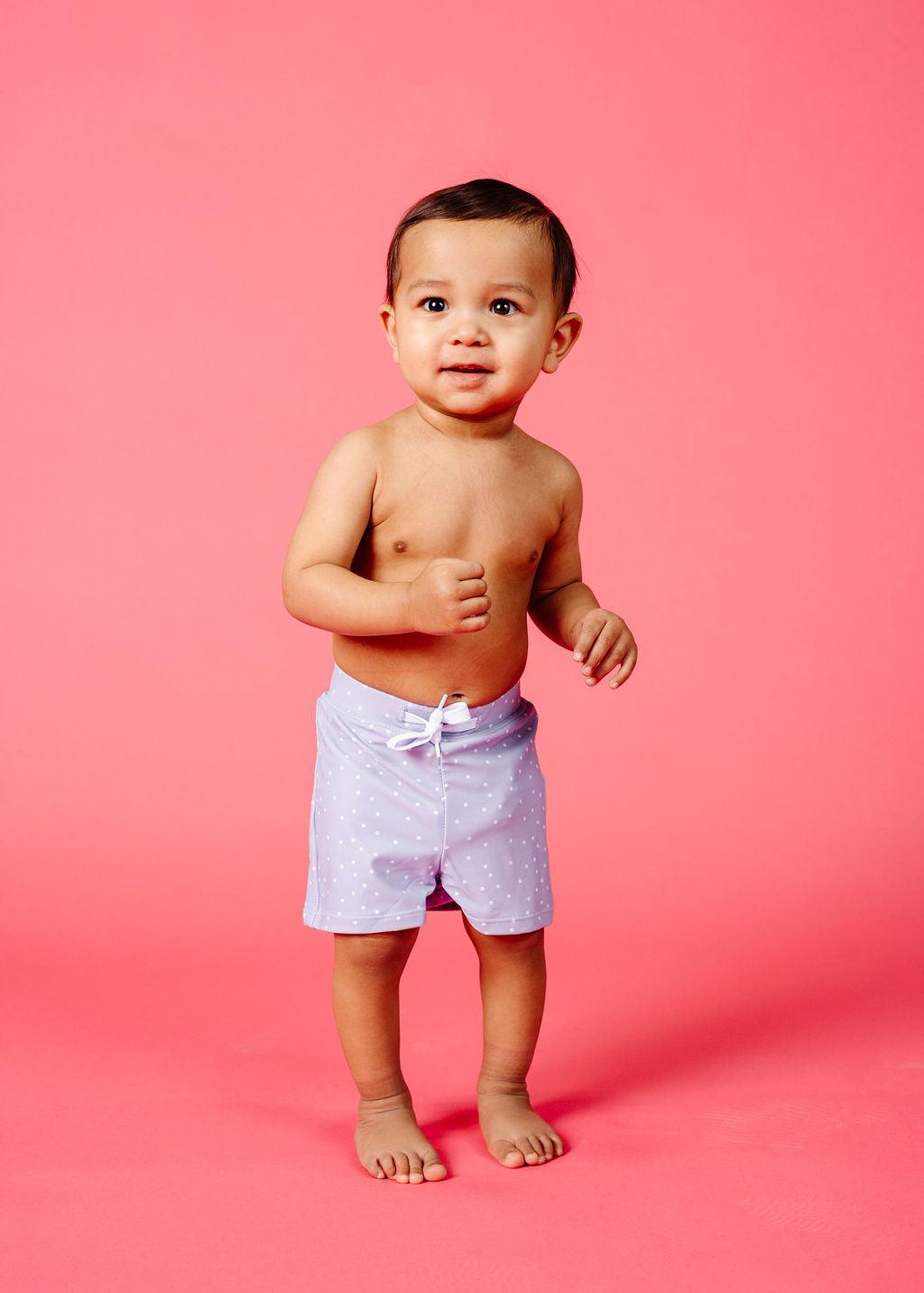 Baby Boy Swimsuit - Shorts - Spotted Grey