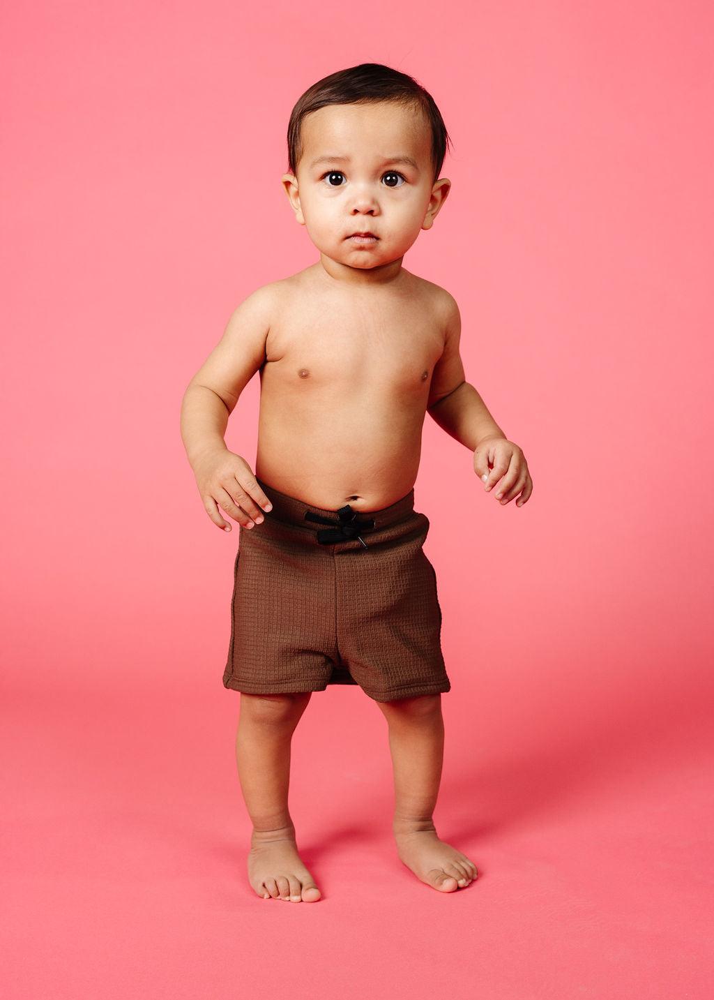 Baby Boy Swimsuit - Shorts - Waffled Brown