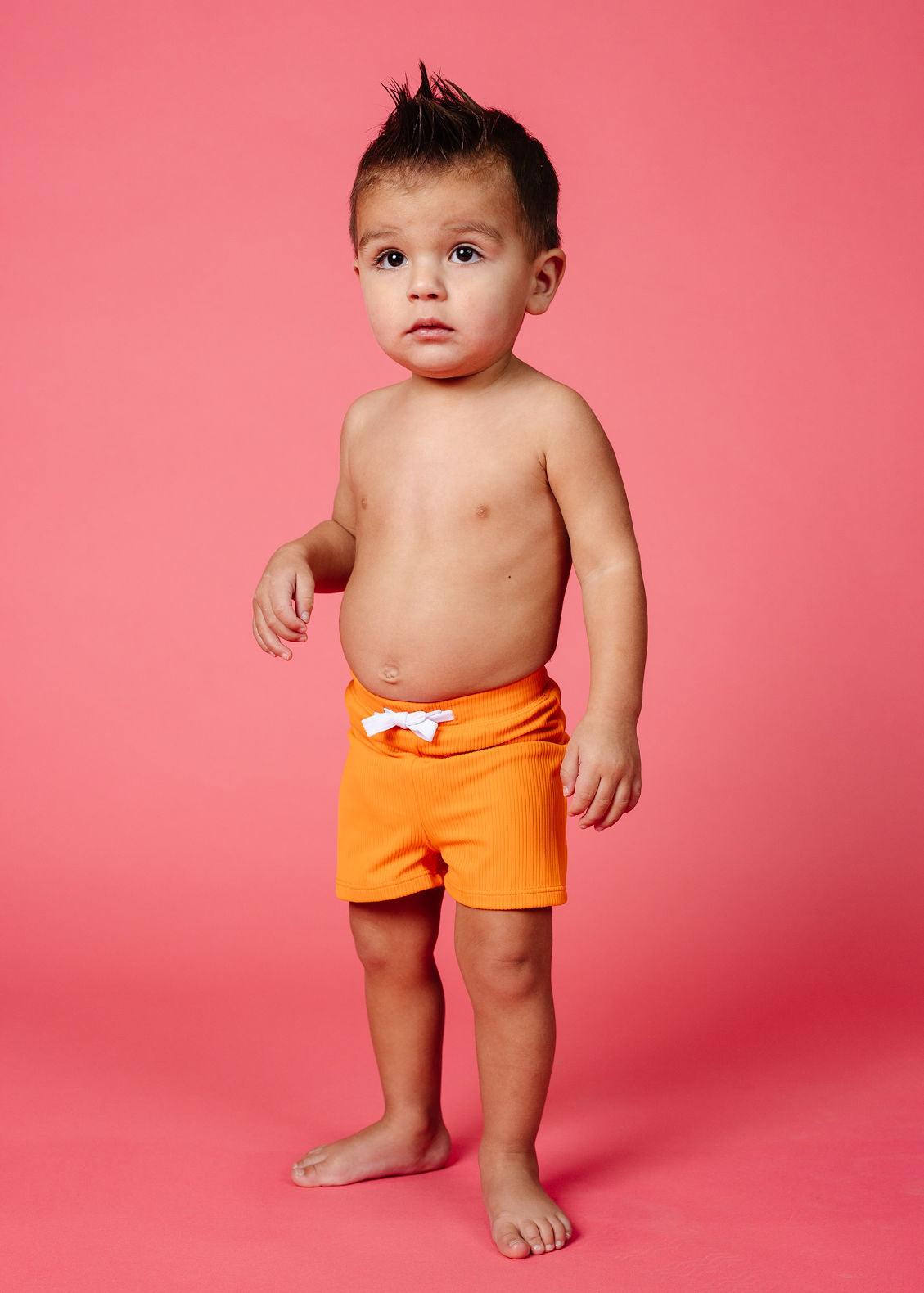 Baby Euro Shorts | Ribbed Flaming Orange - Kortni Jeane